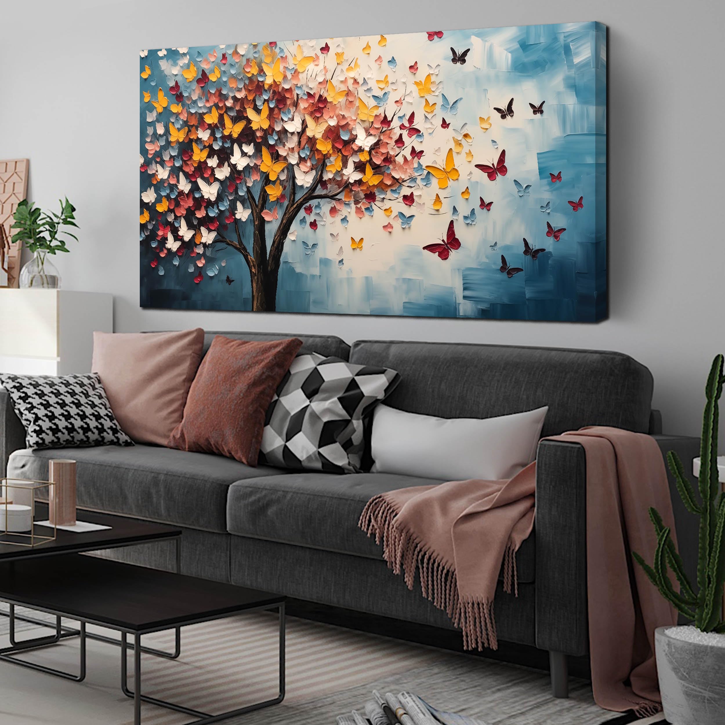 Amazon.com: Butterfly Tree Canvas Wall Art for Living Room Bedroom